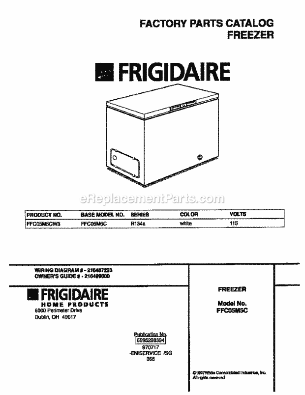 Frigidaire FFC05M5CW3 Chest Freezer Page B Diagram