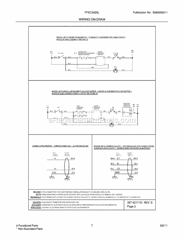 Frigidaire FFEC3025LW1 Range Page E Diagram