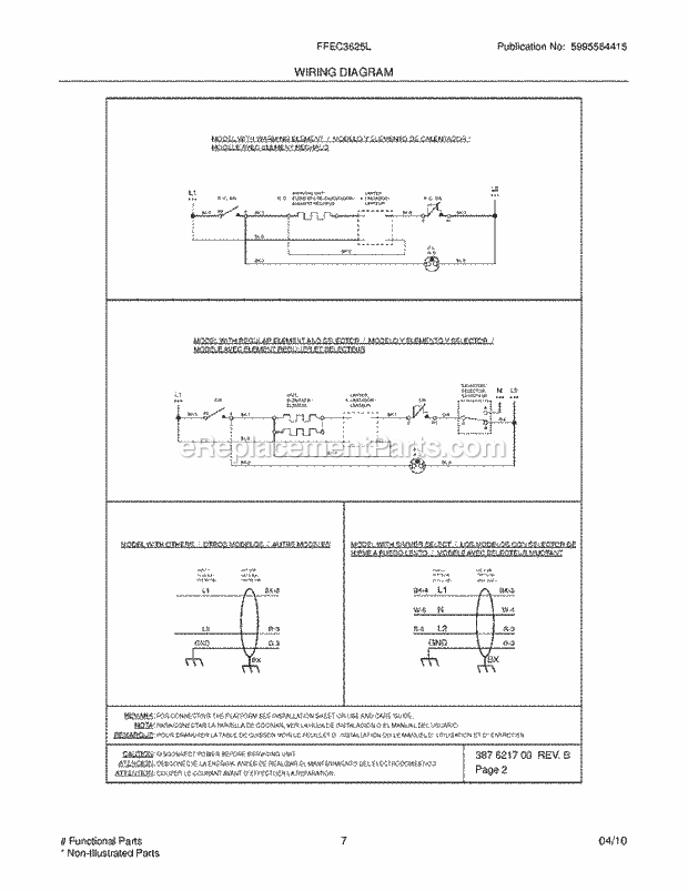 Frigidaire FFEC3625LW1 Range Page E Diagram