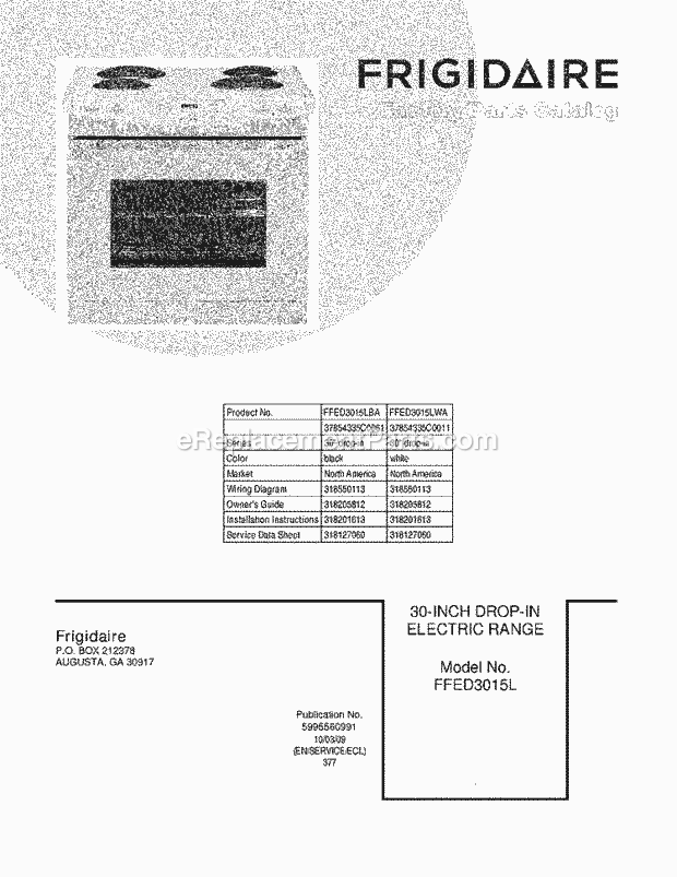 Frigidaire FFED3015LWA Range Page C Diagram
