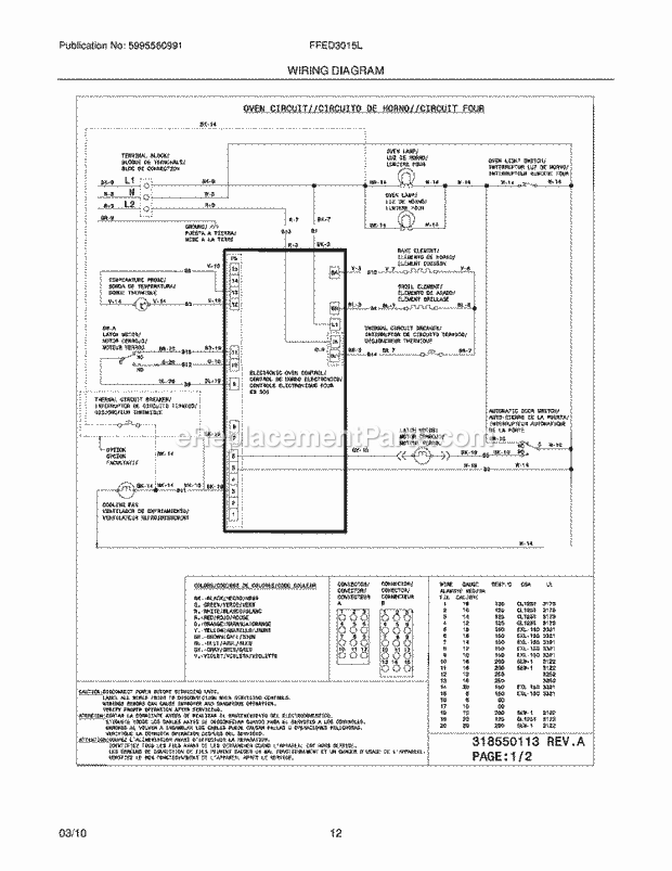 Frigidaire FFED3015LWA Range Page G Diagram