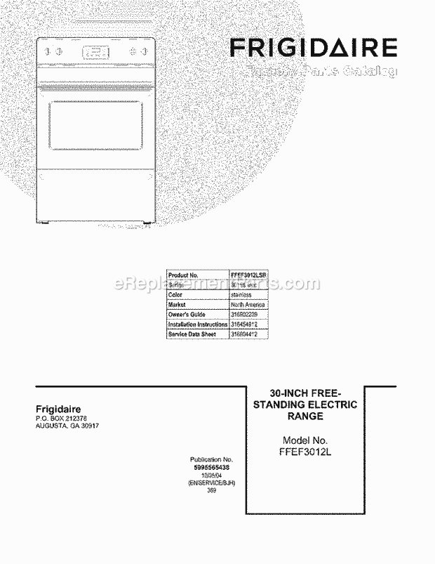 Frigidaire FFEF3012LSB Range Page C Diagram