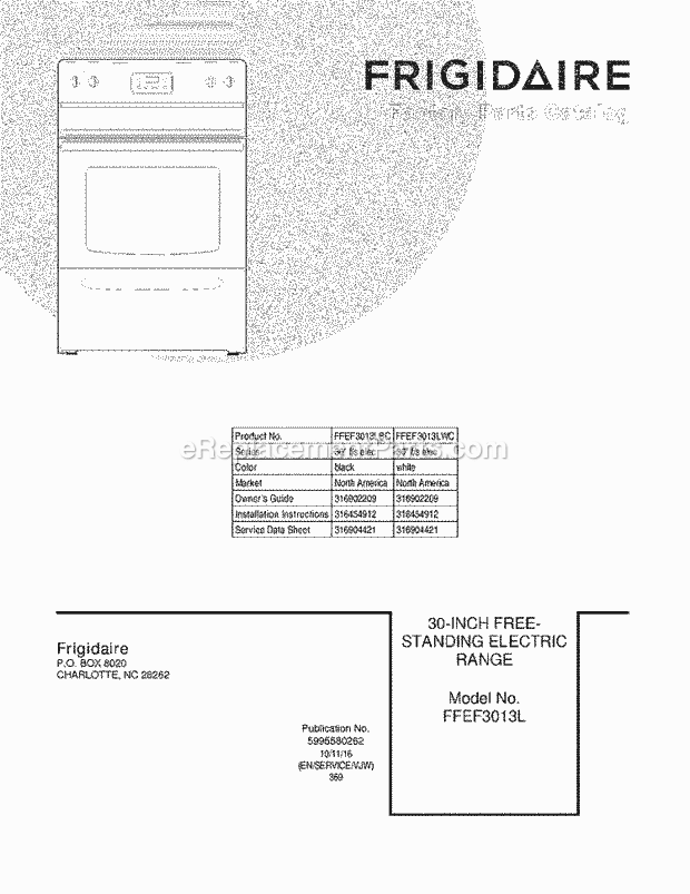 Frigidaire FFEF3013LBC Range Page C Diagram