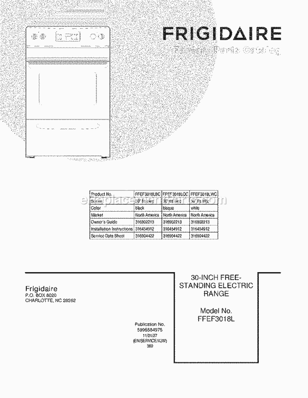 Frigidaire FFEF3018LBC Range Page C Diagram