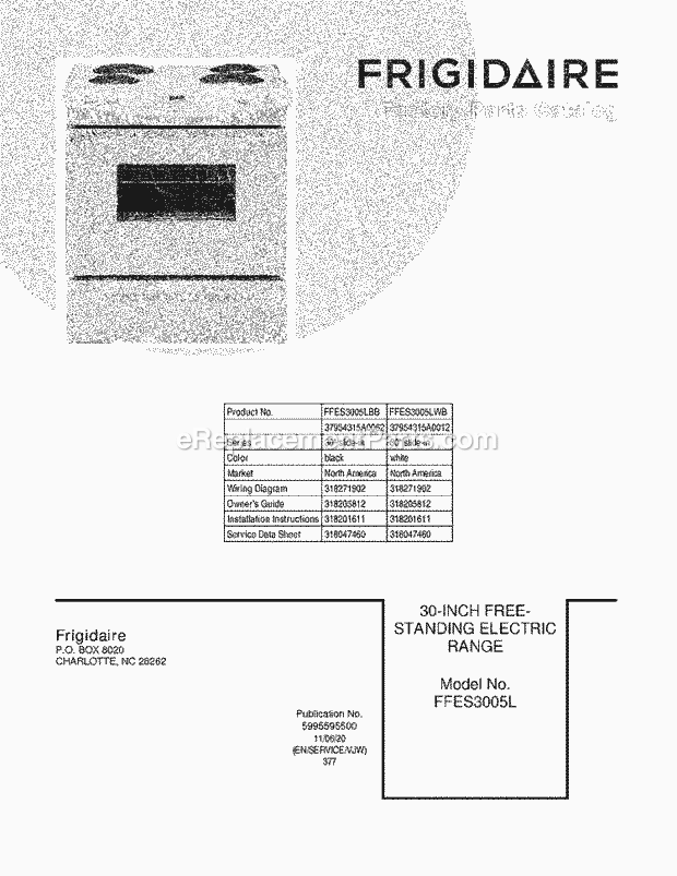 Frigidaire FFES3005LBB Range Page C Diagram