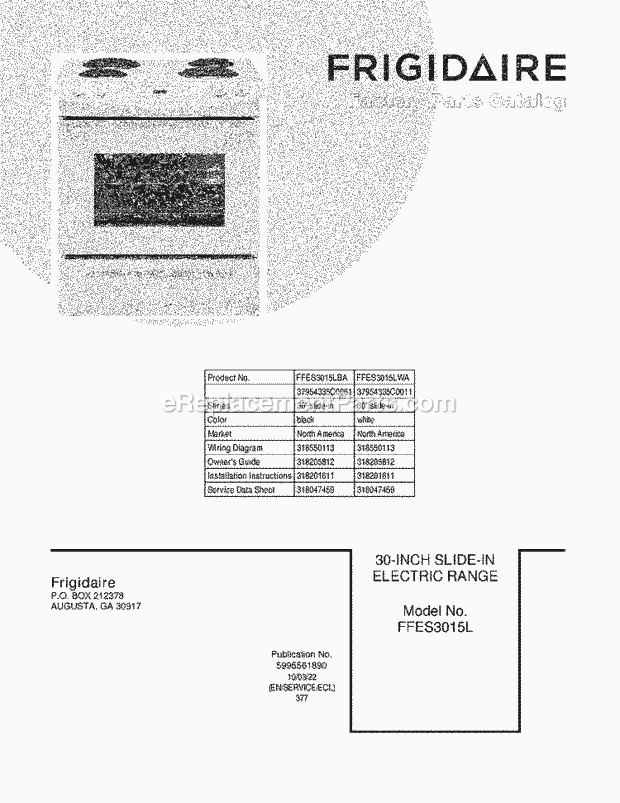 Frigidaire FFES3015LBA Range Page C Diagram