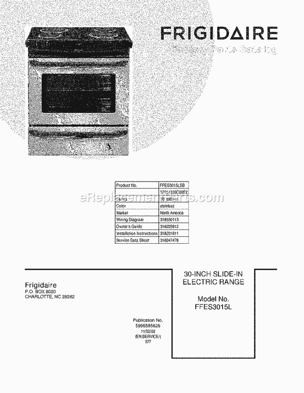 Frigidaire FFES3015LSB Range Page C Diagram