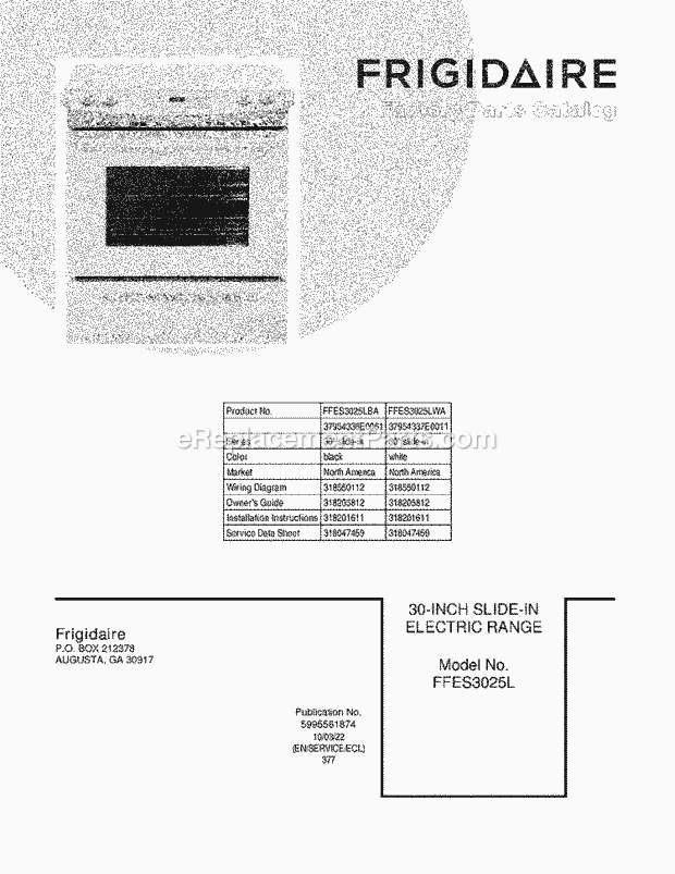 Frigidaire FFES3025LWA Range Page C Diagram