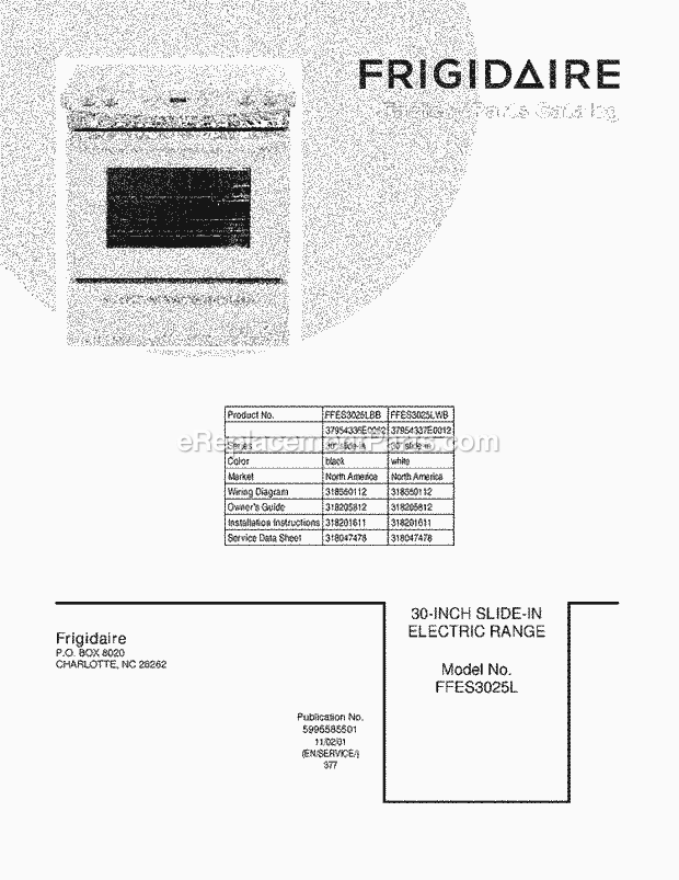 Frigidaire FFES3025LWB Range Page C Diagram