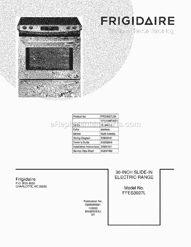 Frigidaire FFES3027LSA Range Page C Diagram