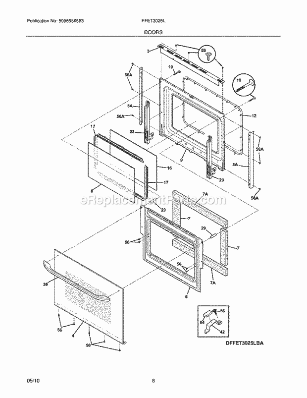 Frigidaire FFET3025LBA Range Doors Diagram