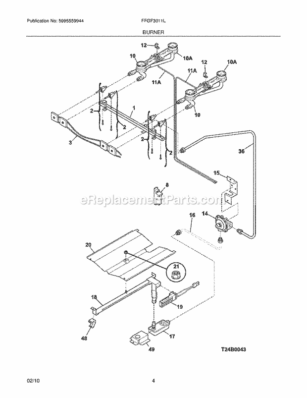 Frigidaire FFGF3011LBA Range Burner Diagram