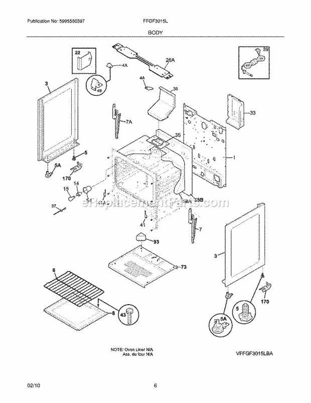 Frigidaire FFGF3015LBA Range Body Diagram