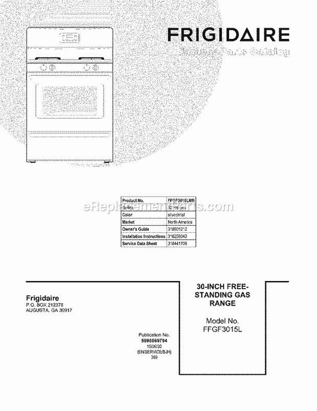 Frigidaire FFGF3015LMB Range Page D Diagram