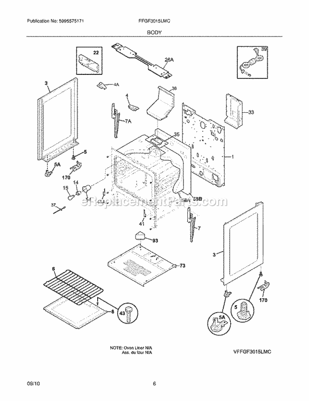 Frigidaire FFGF3015LMC Range Body Diagram