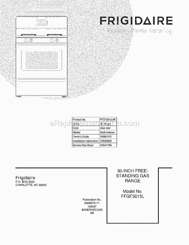 Frigidaire FFGF3015LMC Range Page D Diagram