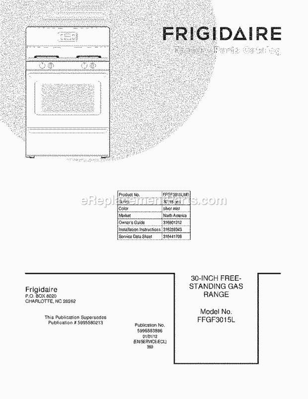 Frigidaire FFGF3015LMD Range Page D Diagram