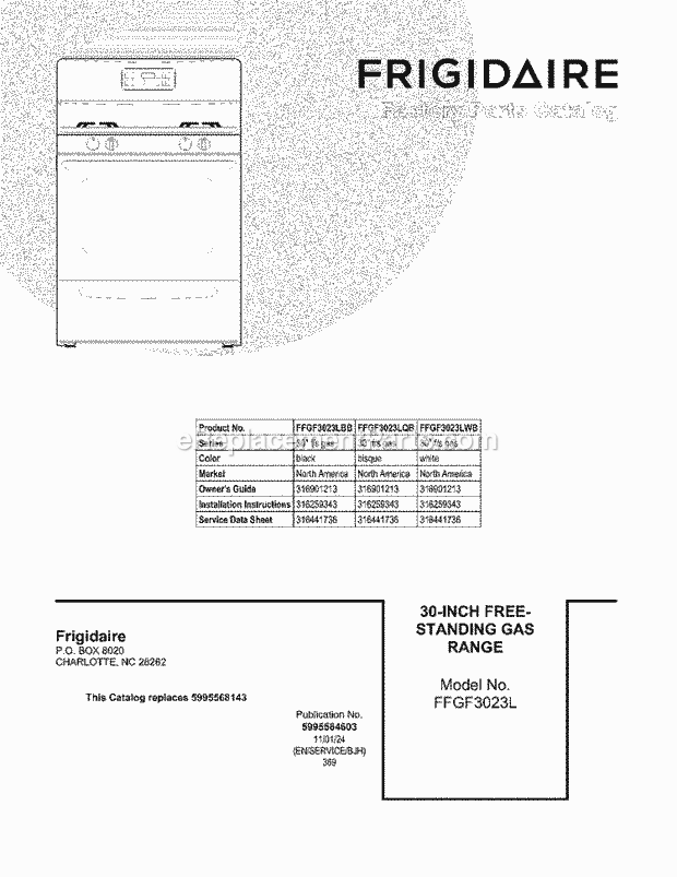 Frigidaire FFGF3023LQB Range Page D Diagram