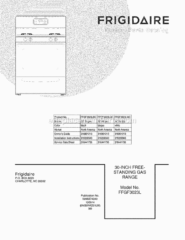 Frigidaire FFGF3023LQC Range Page D Diagram