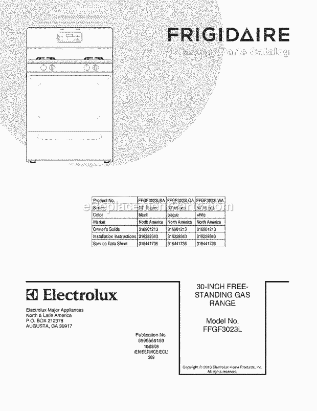 Frigidaire FFGF3023LWA Range Page D Diagram