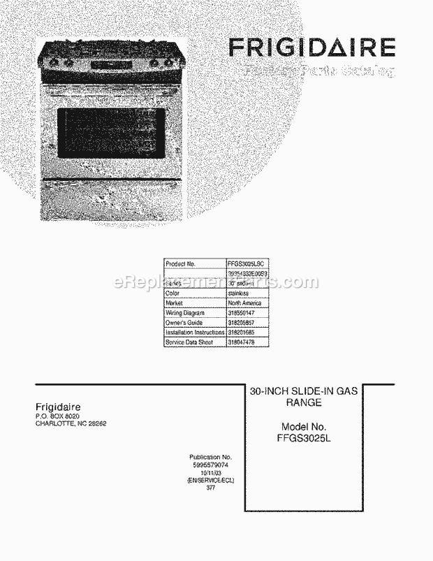 Frigidaire FFGS3025LSC Range Page D Diagram