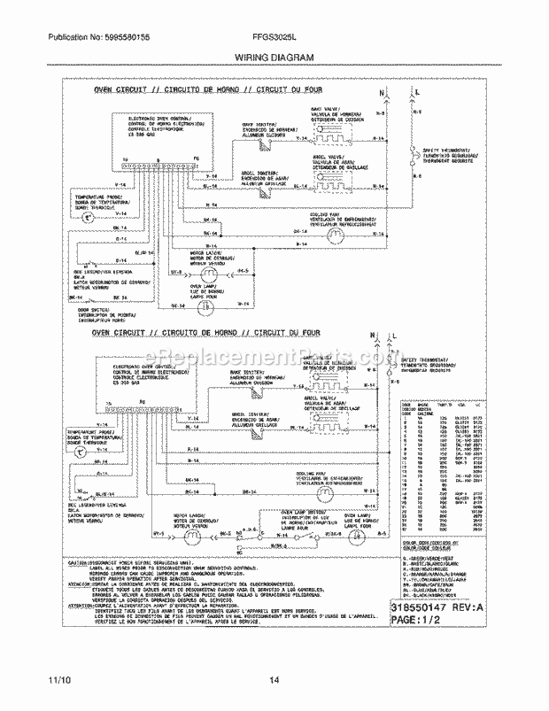 Frigidaire FFGS3025LWC Range Page H Diagram