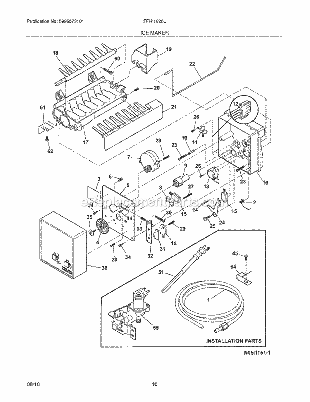 Frigidaire FFHI1826LS1 Refrigerator Ice Maker Diagram