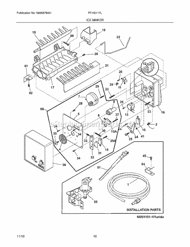 Frigidaire FFHI2117LB0 Refrigerator Ice Maker Diagram