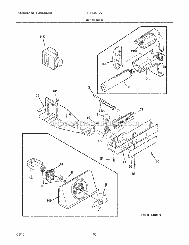 Frigidaire FFHS2313LS0 Refrigerator Controls Diagram