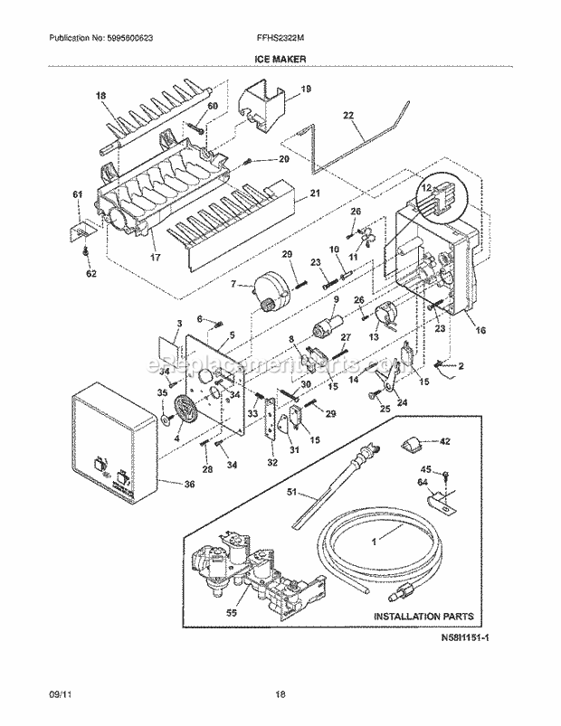 Frigidaire FFHS2322MB1 Refrigerator Ice Maker Diagram