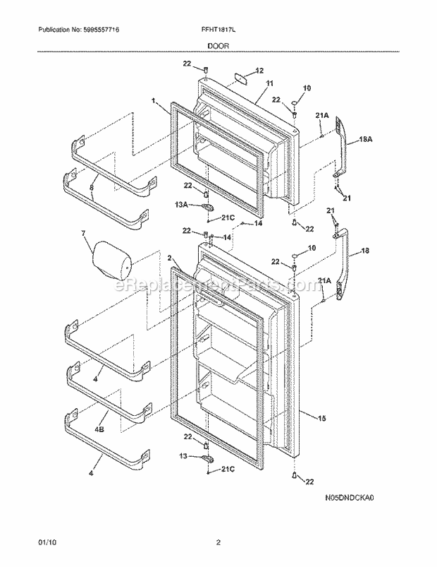 Frigidaire FFHT1817LB0 Refrigerator Door Diagram