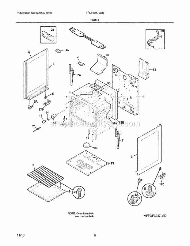 Frigidaire FFLF3047LSB Range Body Diagram