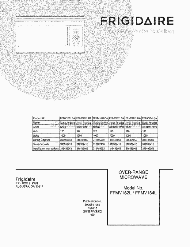 Frigidaire FFMV162LQA Microwave Page C Diagram