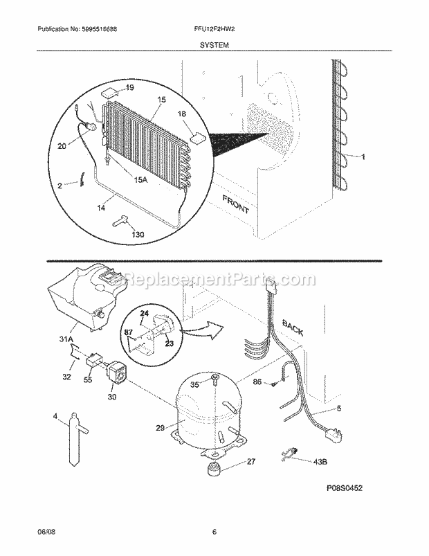 Frigidaire FFU12F2HW2 Freezer System Diagram