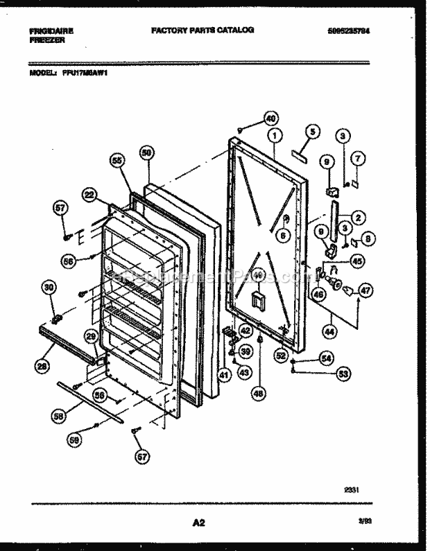 Frigidaire FFU17M6AW1 Upright Upright Freezer Door Parts Diagram