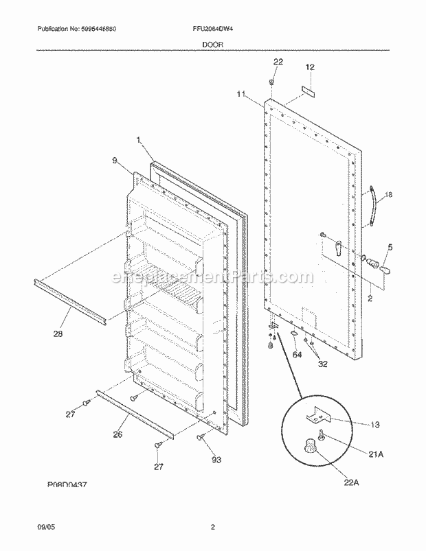 Frigidaire FFU2064DW4 Upright Freezer Door Diagram