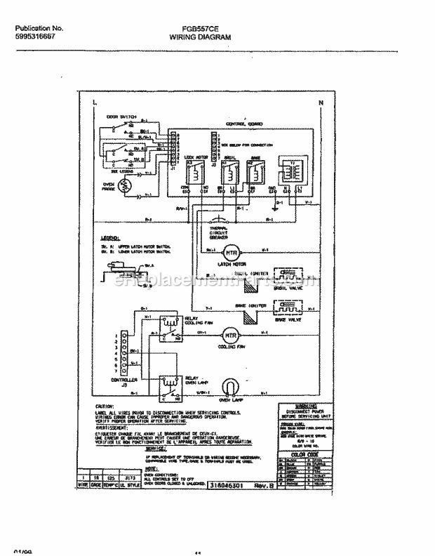 Frigidaire FGB557CESG Frg/Gas Wall Oven Page F Diagram
