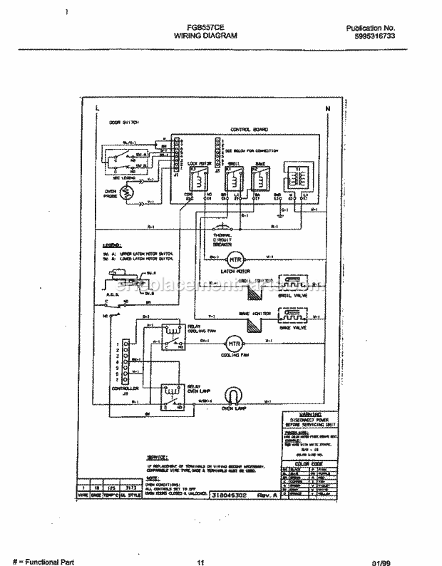 Frigidaire FGB557CESI Frg/Gas Wall Oven Page F Diagram
