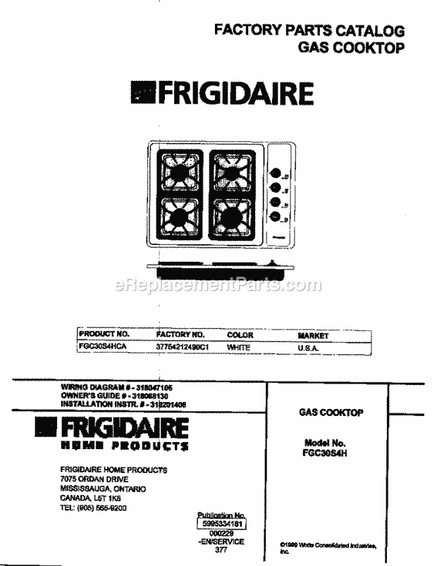 Frigidaire FGC30S4HCA Frg(V0) / Gas Cooktop Page C Diagram