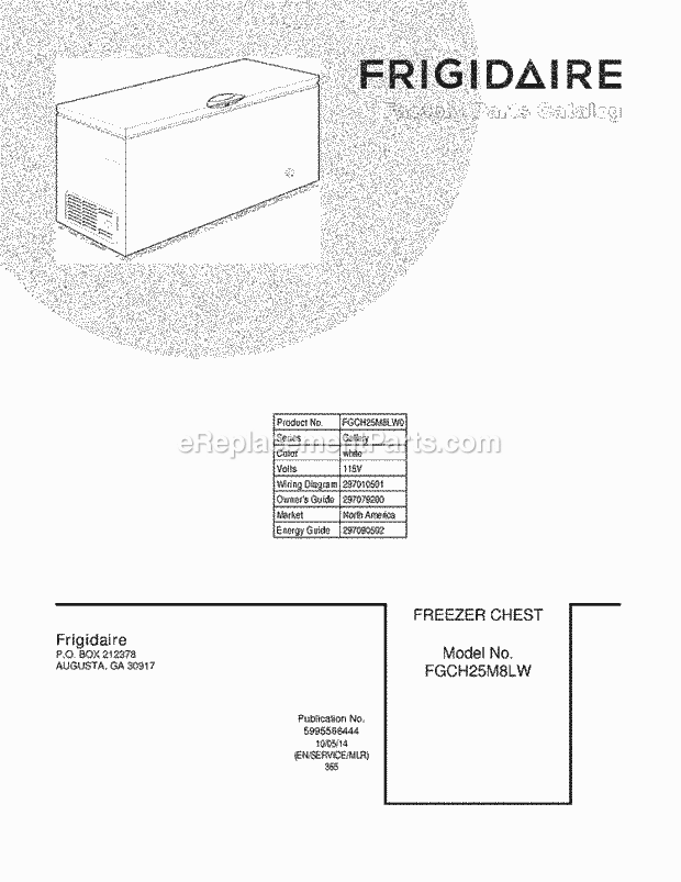 Frigidaire FGCH25M8LW0 Freezer Page B Diagram