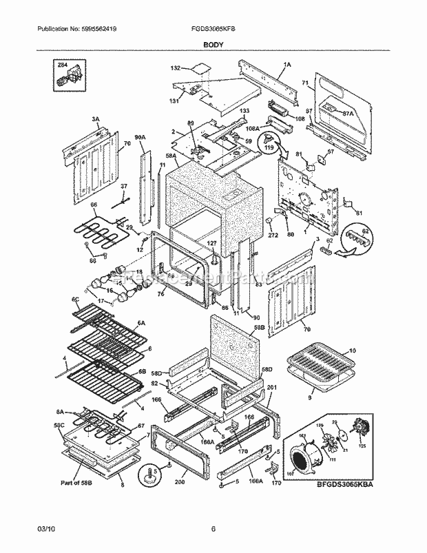 Frigidaire FGDS3065KFB Range Body Diagram