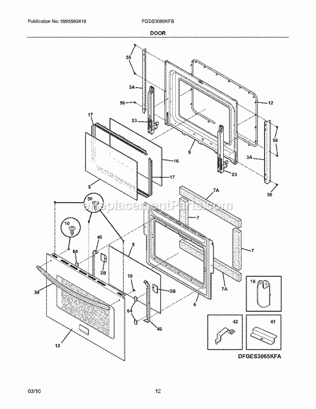 Frigidaire FGDS3065KFB Range Door Diagram