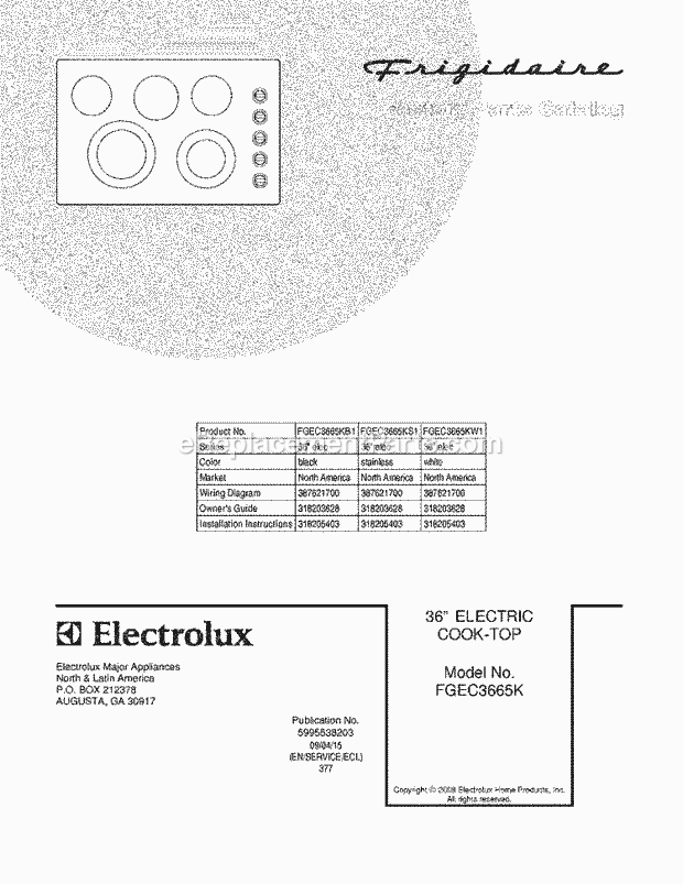 Frigidaire FGEC3665KS1 Range Page B Diagram