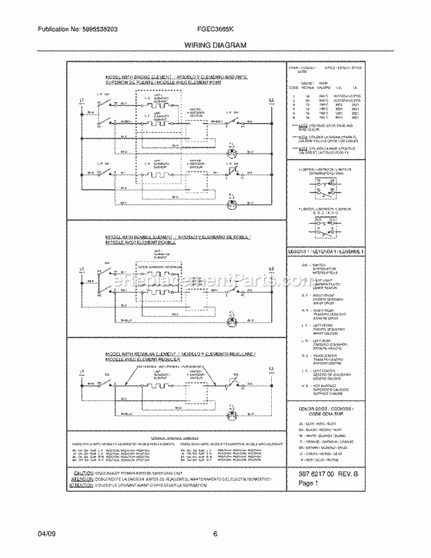 Frigidaire FGEC3665KS1 Range Page E Diagram