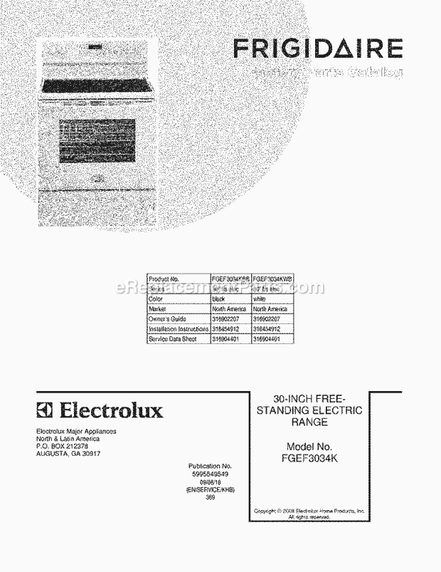 Frigidaire FGEF3034KBB Range Page C Diagram