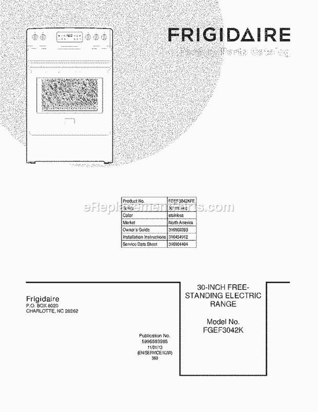 Frigidaire FGEF3042KFE Range Page C Diagram