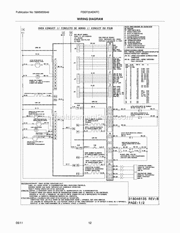 Frigidaire FGEF304DKFC Range Page F Diagram