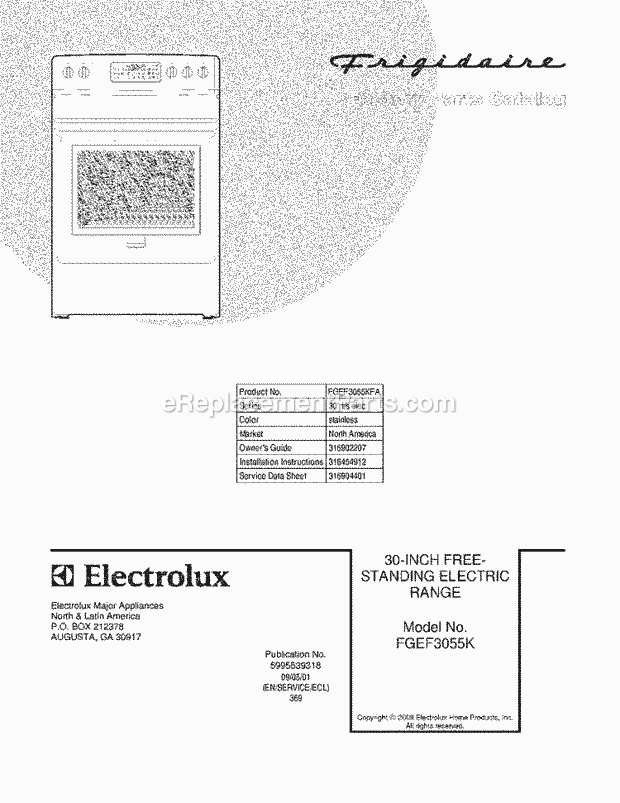 Frigidaire FGEF3055KFA Range Page C Diagram