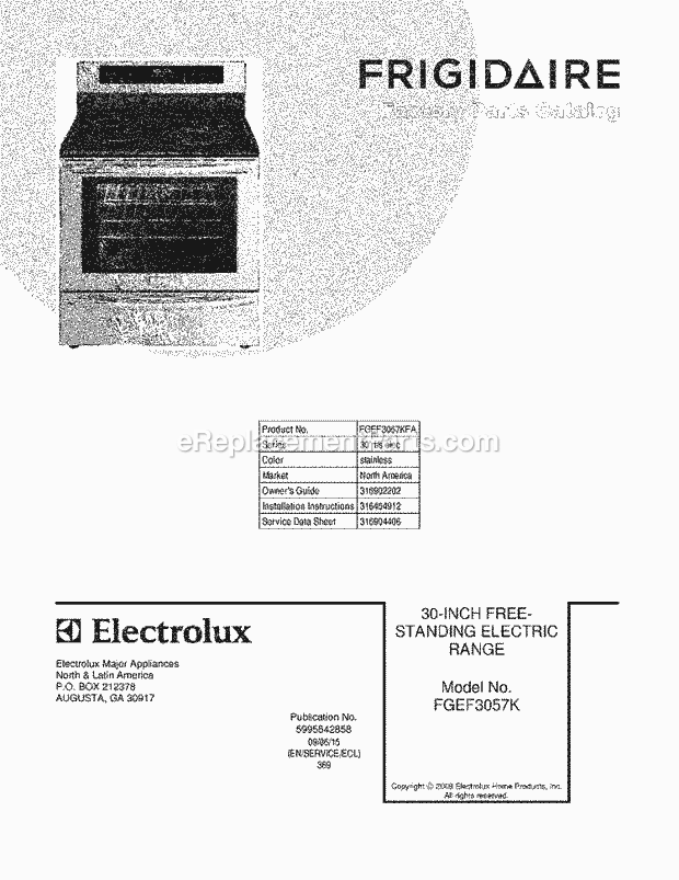 Frigidaire FGEF3057KFA Range Page C Diagram