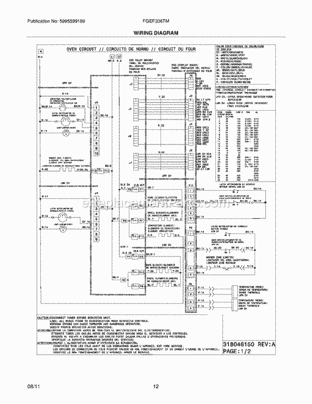 Frigidaire FGEF306TMBA Range Page G Diagram